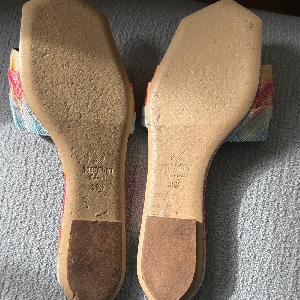 Missoni Multicolor Chevron Slide Mules in Pink, Orange, Yellow & Blue - Picture 4 of 4